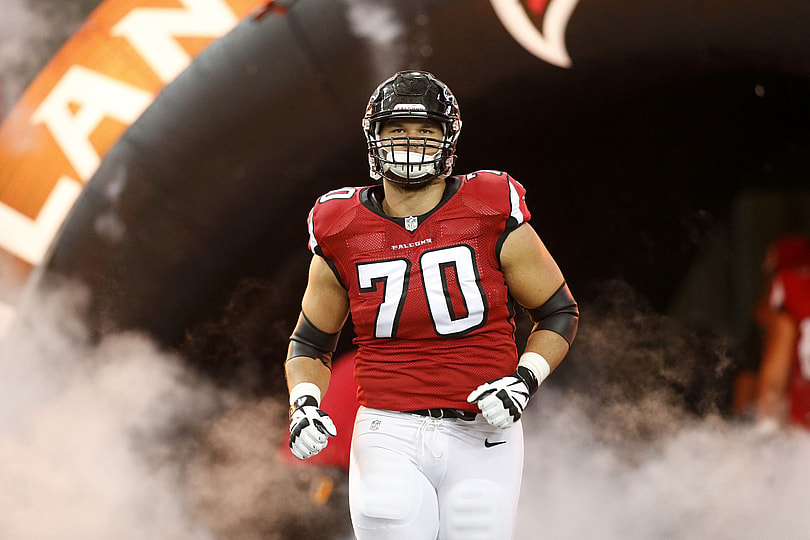 Caption: Aug 11, 2016; Atlanta, GA, USA; Atlanta Falcons tackle Jake Matthews (70) is introduced before a game against the Washington Redskins at the Georgia Dome. Mandatory Credit: Brett Davis-USA TODAY Sports