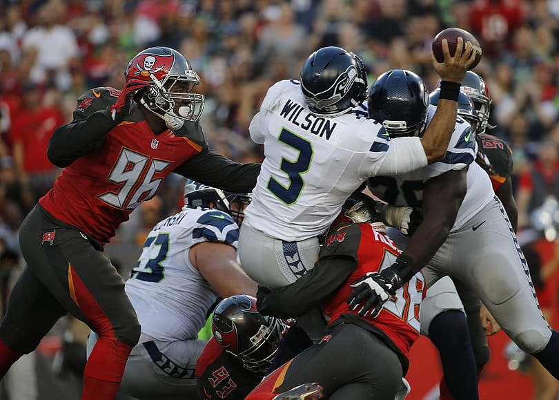 Russell Wilson gets sacked, a big problem for the Seahawks heading into training camp