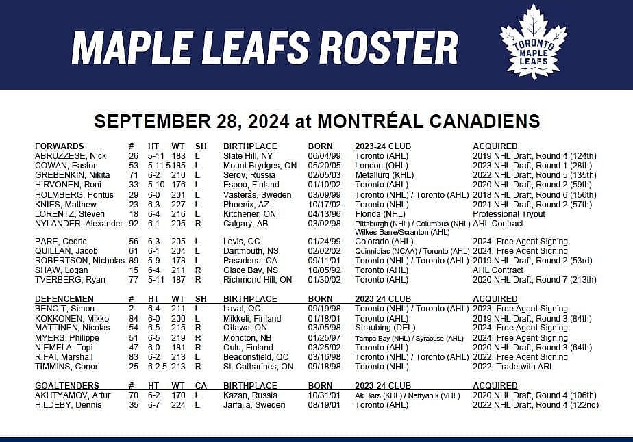 montreal canadiens vs toronto maple leafs