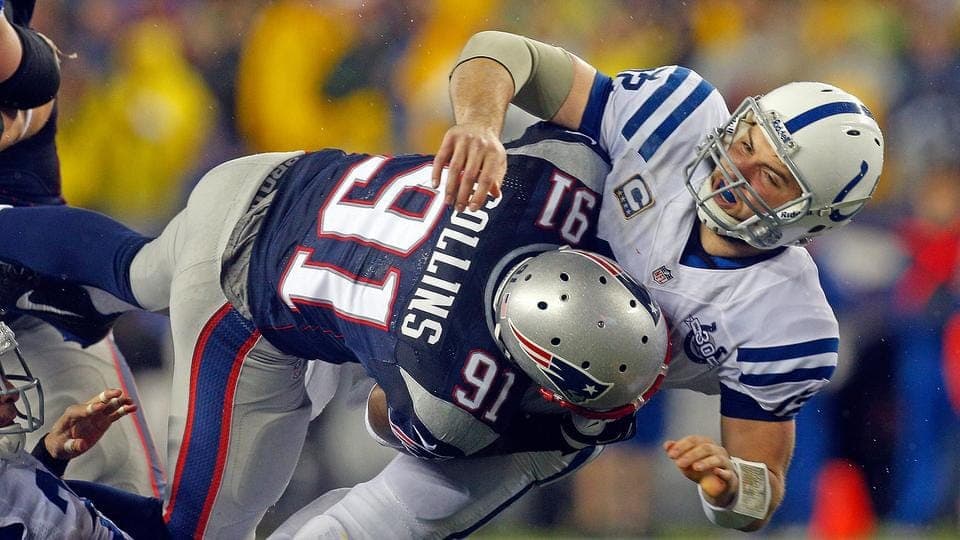 Courtesy of the Boston Herald: Collins is right up there with Wright among the most underrated LB in the NFL.