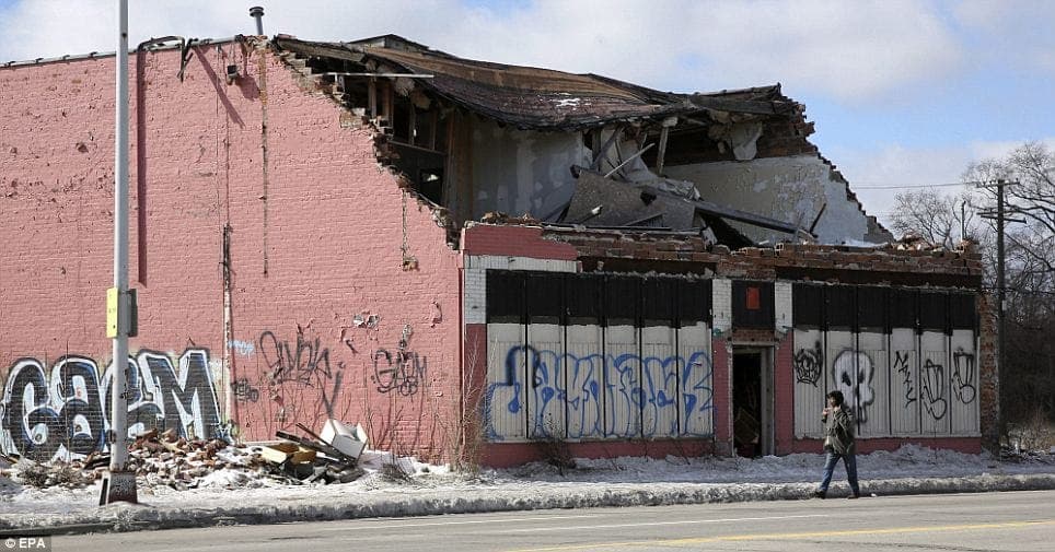 Courtesy of the Daily Mail: The decay is obvious when you drive through some of the abandoned neighborhoods in Detroit. 