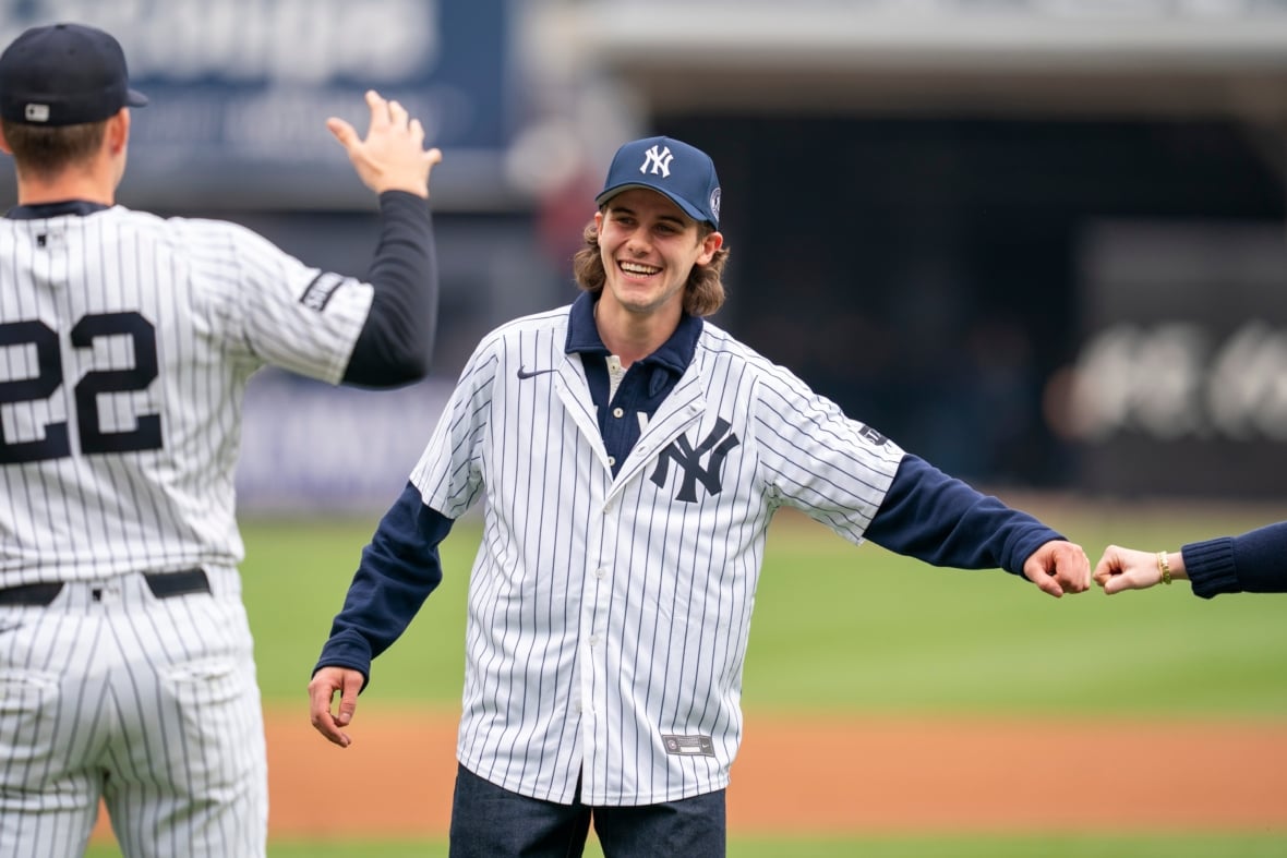 Devils Star Helps Kick Off Yankees' Home Opener With Ceremonial First Pitch